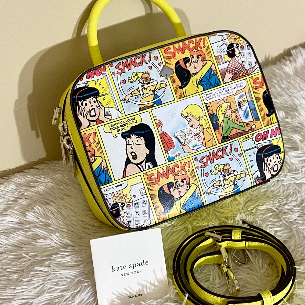 SOLD KATE SPADE LEATHER KSNY X ARCHIE TOP HANDLE CAMERA CROSSBODY / YELLOW MULTI